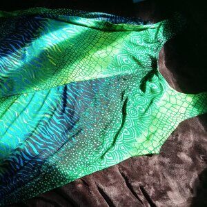 Jostar Tank Dress Unknown size 18 ? Gorgeous Blues Greens Black Animal Prints